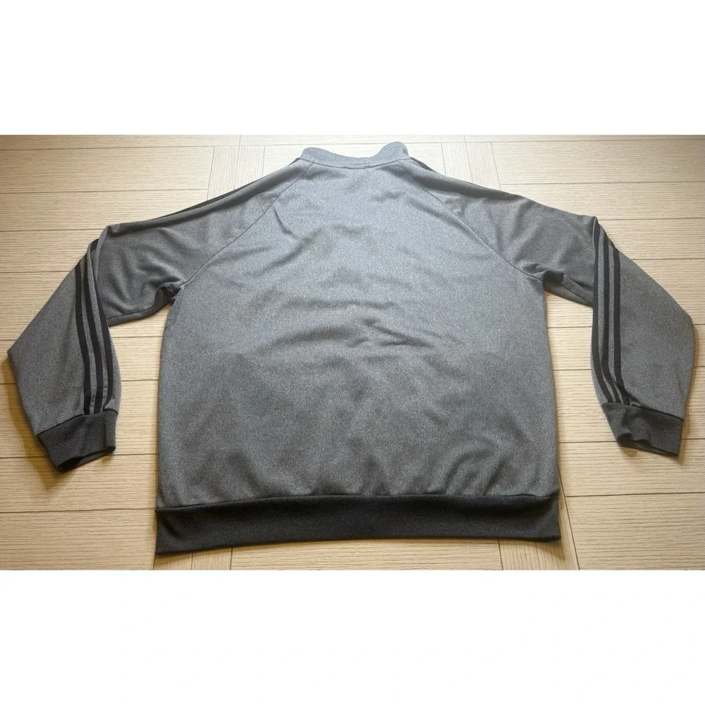 Adidas Mens Long Sleeve Stripe Full Zip Track Jacket Heather Gray/black‎ Sz XL